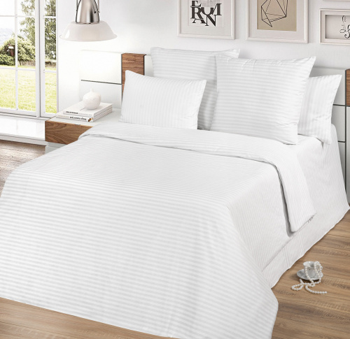 КПБ Поплин Арт. Белый страйп