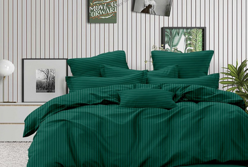 Наволочка Страйп-Сатин Зеленая 140гр 100% хлопок